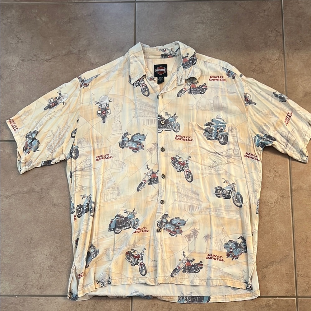 Harley-Davidson Cream Casual Button Down Shirt